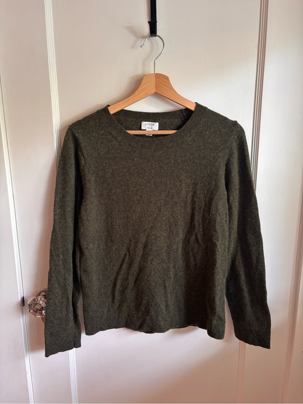 J. Crew Olive Crewneck Teddie Sweater